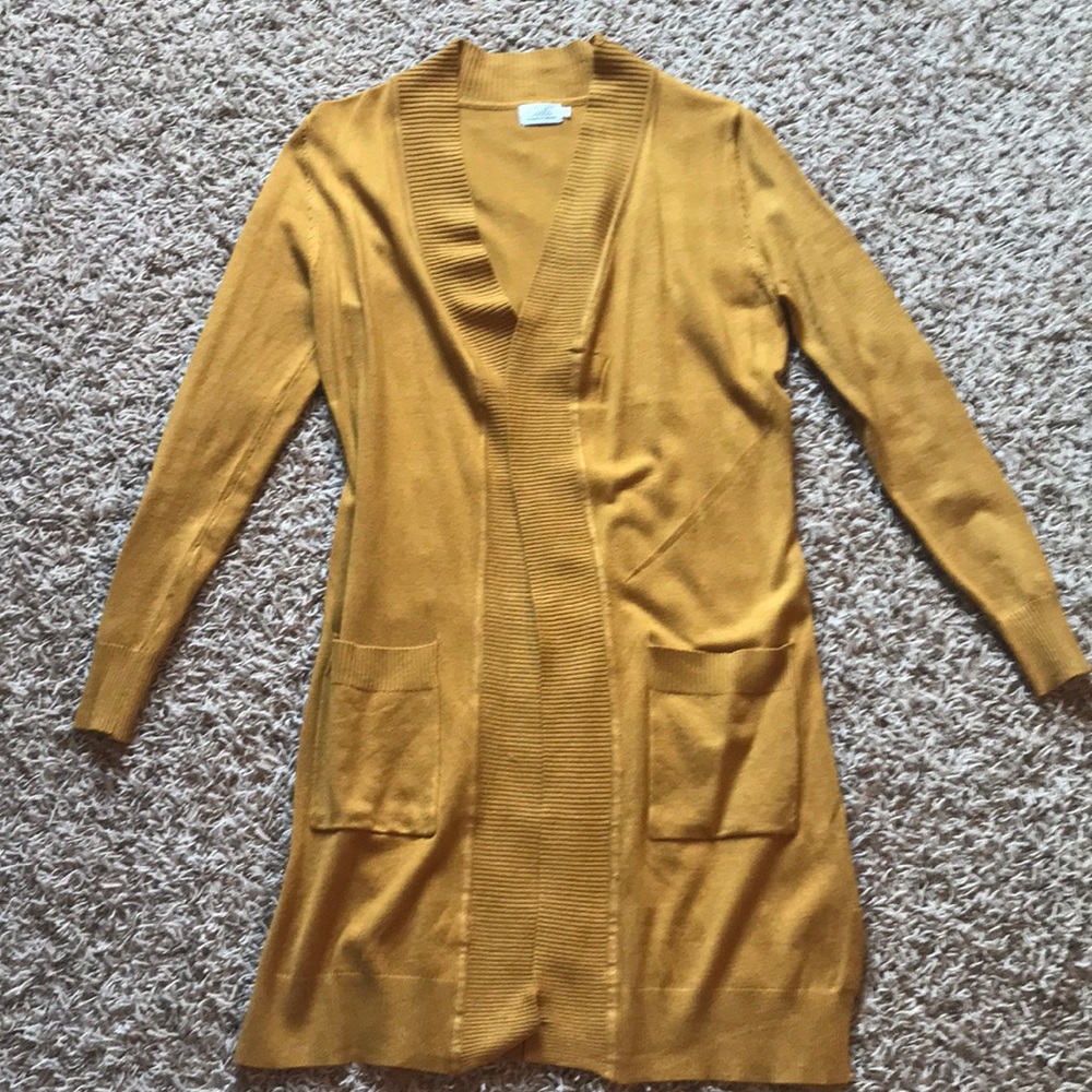 NWOT long mustard cardigan